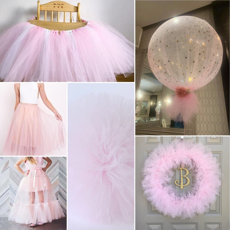 IONTACH Light Pink Tulle Fabric Rolls 54 Inch by 40 Yards Tulle Bolt Spool for Wedding Decorations DIY Tutu Baby Shower Table Skirt Ceiling Decor Birthday Party Craft Supplies - Image 4